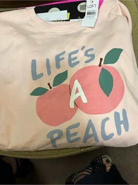 LOFT women&/..Pink 'Life's a Peach' Graphic Tee..( adult tee) not kids..
